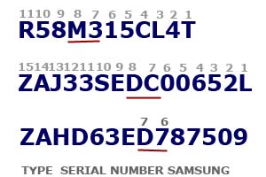 Samsung-Seriennummernformate