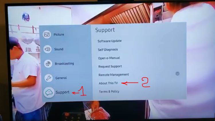 Samsung TV-Menü Über dieses Fernsehgerät